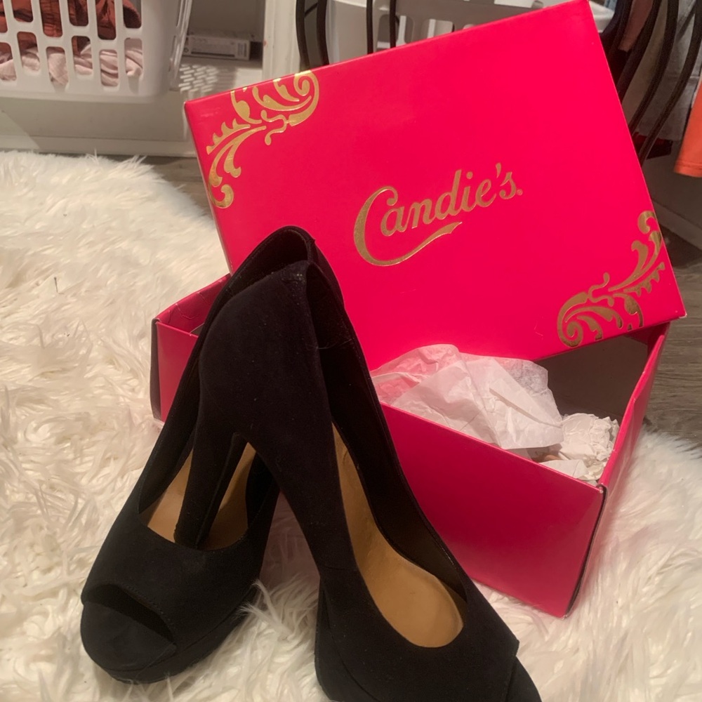 Candie's Classic Black Peep-Toe Heels